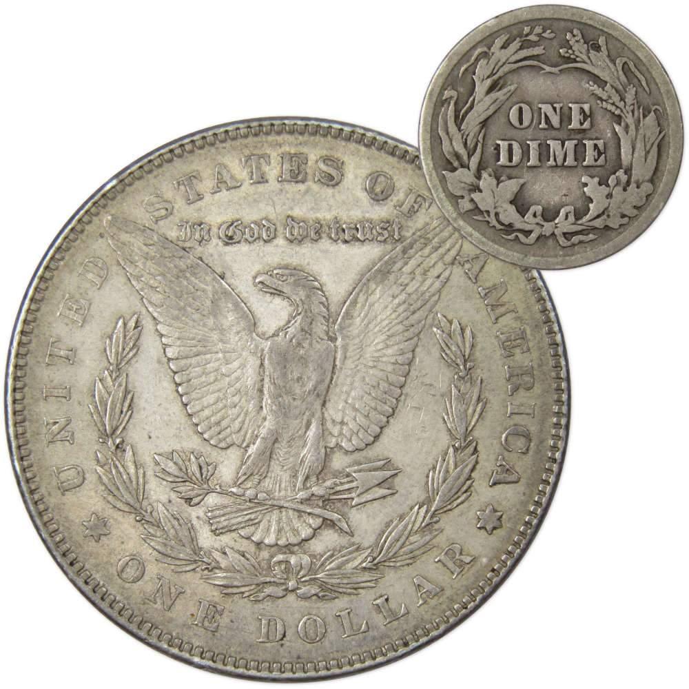 1878 7TF Rev 78 Morgan Dollar XF EF Extremely Fine with 1913 Barber Dime G Good - Morgan coin - Morgan silver dollar - Morgan silver dollar for sale - Profile Coins &amp; Collectibles