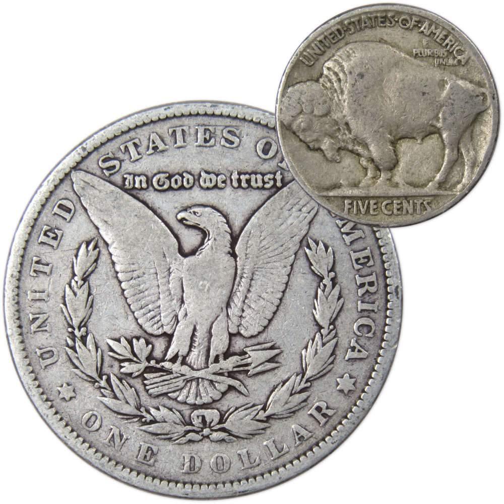 1878 7TF Rev 79 Morgan Dollar VG Very Good with 1927 Buffalo Nickel F Fine - Morgan coin - Morgan silver dollar - Morgan silver dollar for sale - Profile Coins &amp; Collectibles