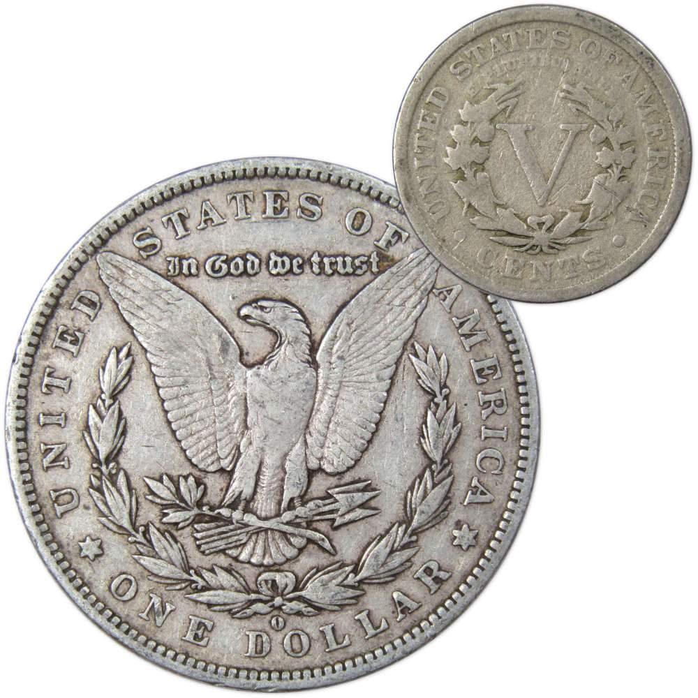 1879 O Morgan Dollar VF Very Fine 90% Silver with 1911 Liberty Nickel G Good - Morgan coin - Morgan silver dollar - Morgan silver dollar for sale - Profile Coins &amp; Collectibles
