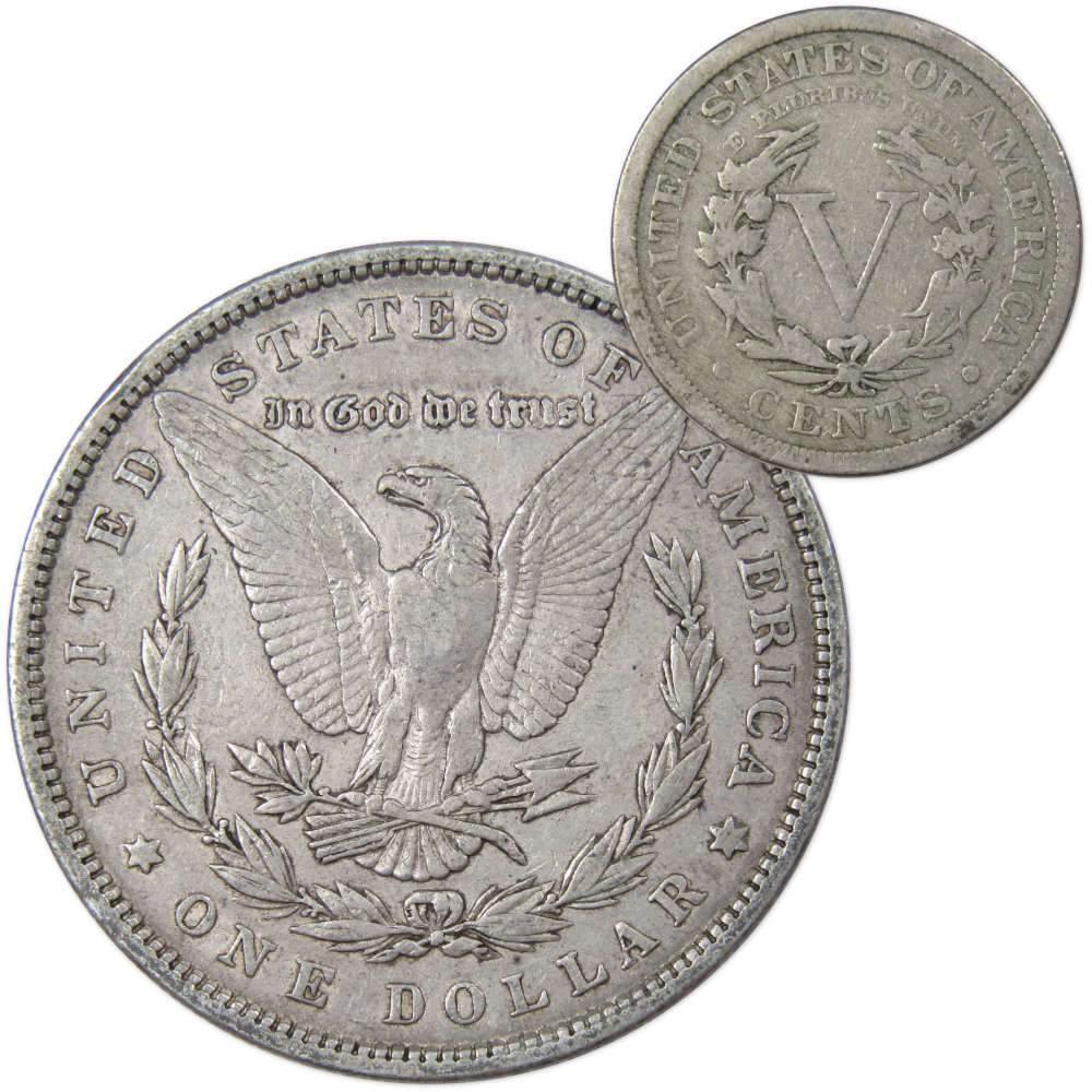 1880 Morgan Dollar VF Very Fine 90 Silver Coin with 1906 Liberty