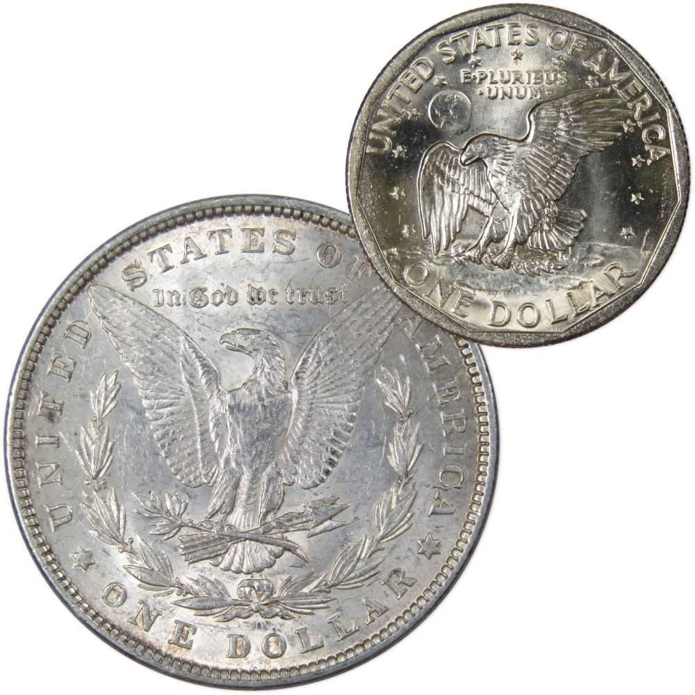 1881 Morgan Dollar AU About Uncirculated with 1980 S SBA$ BU Uncirculated - Morgan coin - Morgan silver dollar - Morgan silver dollar for sale - Profile Coins &amp; Collectibles