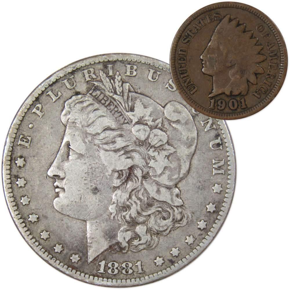 1881 O Morgan Dollar F Fine 90% Silver Coin with 1901 Indian Head Cent G Good - Morgan coin - Morgan silver dollar - Morgan silver dollar for sale - Profile Coins &amp; Collectibles