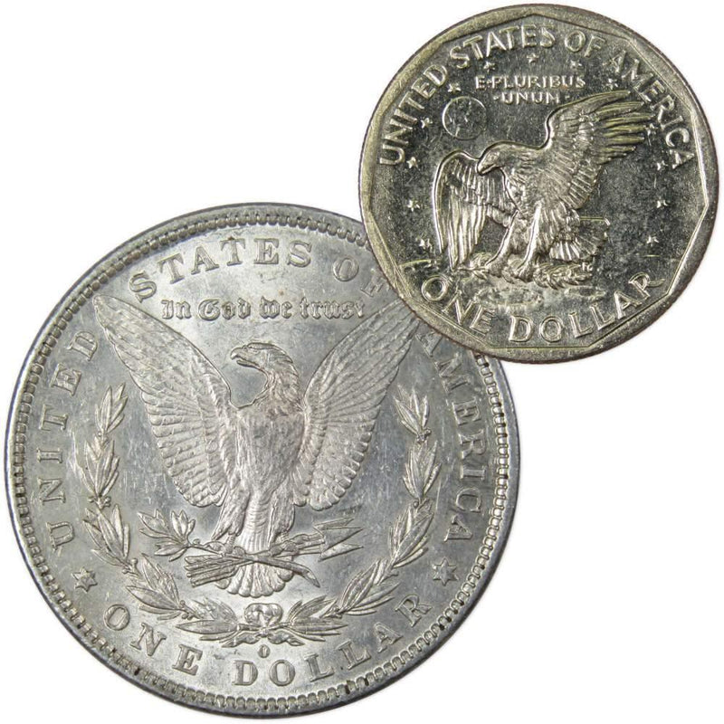 1881 O Morgan Dollar AU About Uncirculated with 1980 S SBA$ BU Uncirculated - Morgan coin - Morgan silver dollar - Morgan silver dollar for sale - Profile Coins &amp; Collectibles