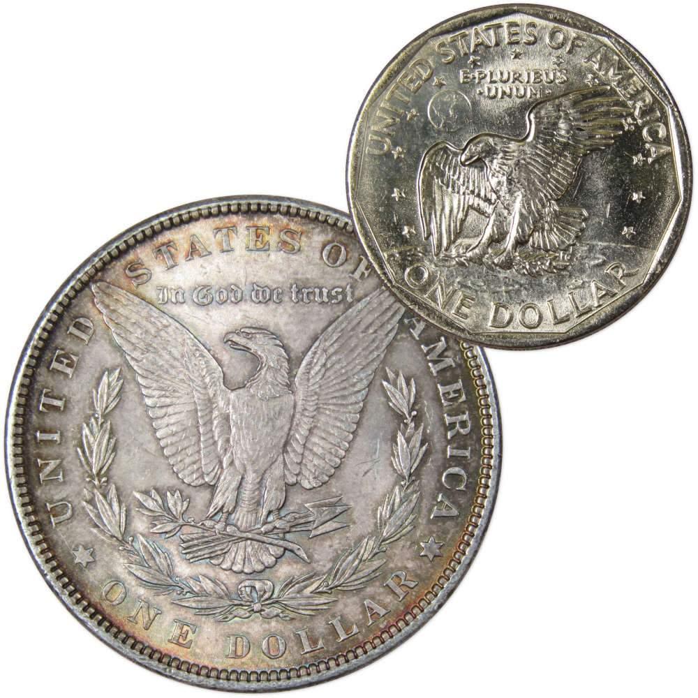 1882 Morgan Dollar AU About Uncirculated with 1980 S SBA$ BU Uncirculated - Morgan coin - Morgan silver dollar - Morgan silver dollar for sale - Profile Coins &amp; Collectibles