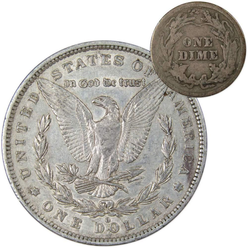 1882 O Morgan Dollar XF EF Extremely Fine with 1916 Barber Dime G Good - Morgan coin - Morgan silver dollar - Morgan silver dollar for sale - Profile Coins &amp; Collectibles