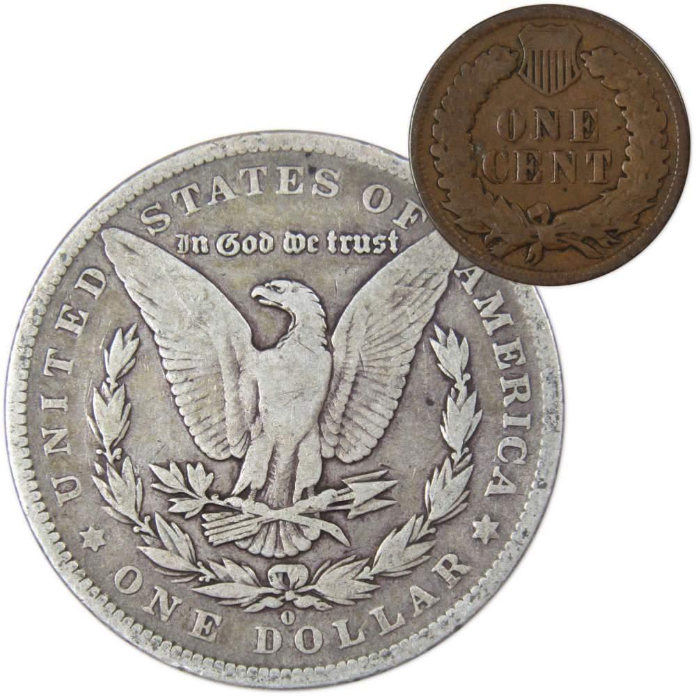 1883 O Morgan Dollar F Fine 90% Silver with 1899 Indian Head Cent G Good - Morgan coin - Morgan silver dollar - Morgan silver dollar for sale - Profile Coins &amp; Collectibles