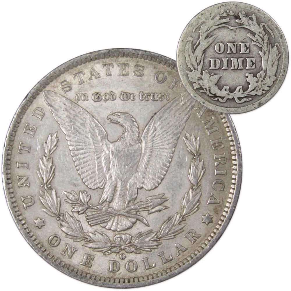 1883 O Morgan Dollar XF EF Extremely Fine with 1913 Barber Dime G Good - Morgan coin - Morgan silver dollar - Morgan silver dollar for sale - Profile Coins &amp; Collectibles