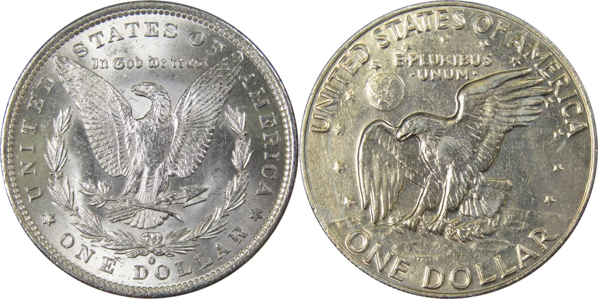 1883 O Morgan Dollar BU Uncirculated 90% Silver with 1978 IKE$ BU Uncirculated - Morgan coin - Morgan silver dollar - Morgan silver dollar for sale - Profile Coins &amp; Collectibles