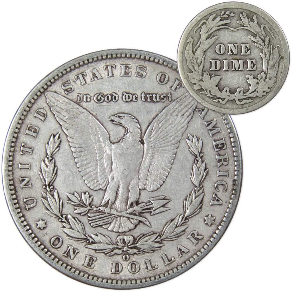 1886 O Morgan Dollar XF EF Extremely Fine with 1913 Barber Dime G Good - Morgan coin - Morgan silver dollar - Morgan silver dollar for sale - Profile Coins &amp; Collectibles