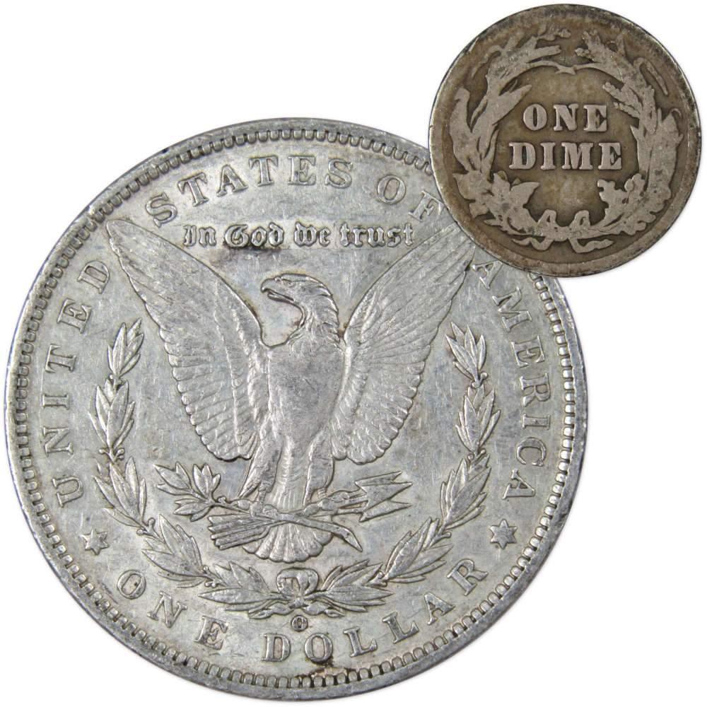 1890 O Morgan Dollar XF EF Extremely Fine with 1913 Barber Dime G Good - Morgan coin - Morgan silver dollar - Morgan silver dollar for sale - Profile Coins &amp; Collectibles