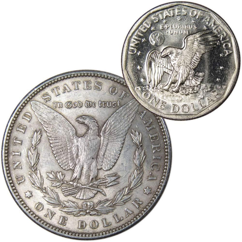 1896 Morgan Dollar AU About Uncirculated with 1980 S SBA$ BU Uncirculated - Morgan coin - Morgan silver dollar - Morgan silver dollar for sale - Profile Coins &amp; Collectibles