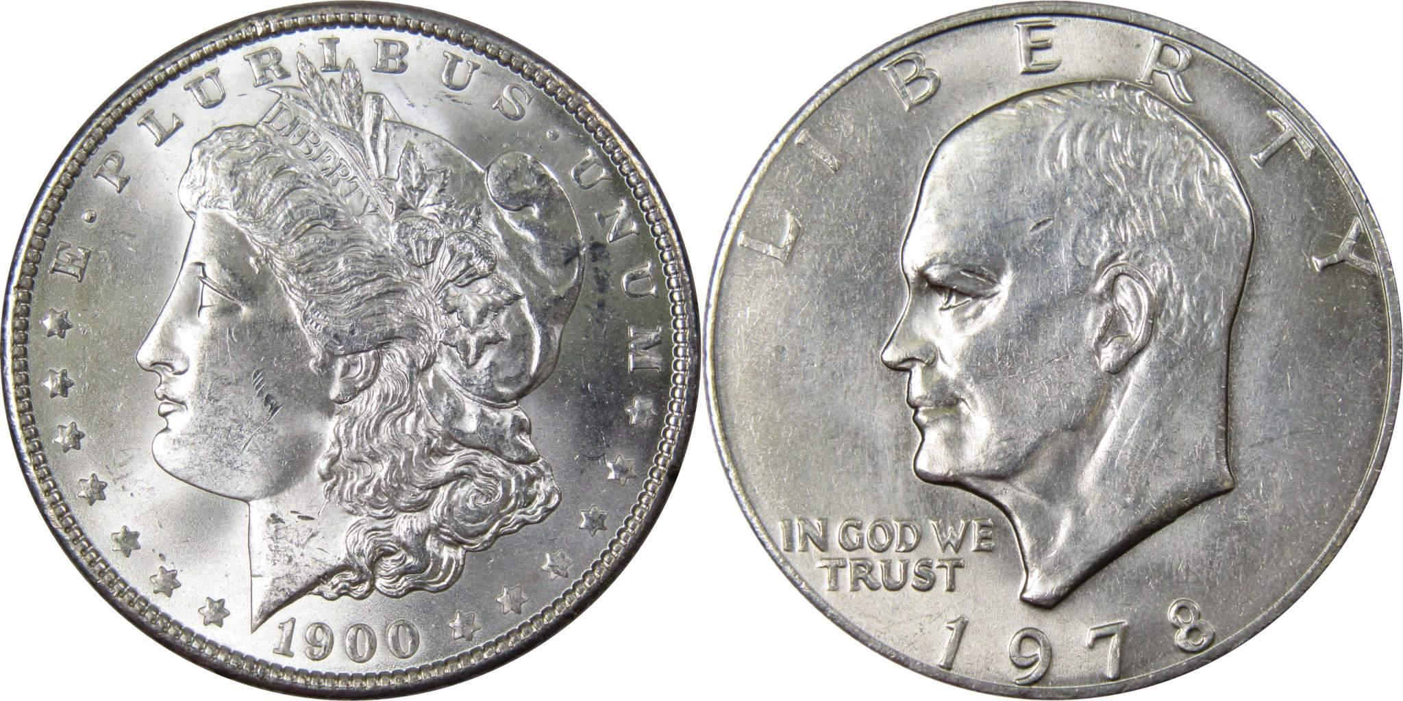 1900 Morgan Dollar BU Uncirculated 90% Silver with 1978 IKE$ BU Uncirculated - Morgan coin - Morgan silver dollar - Morgan silver dollar for sale - Profile Coins &amp; Collectibles