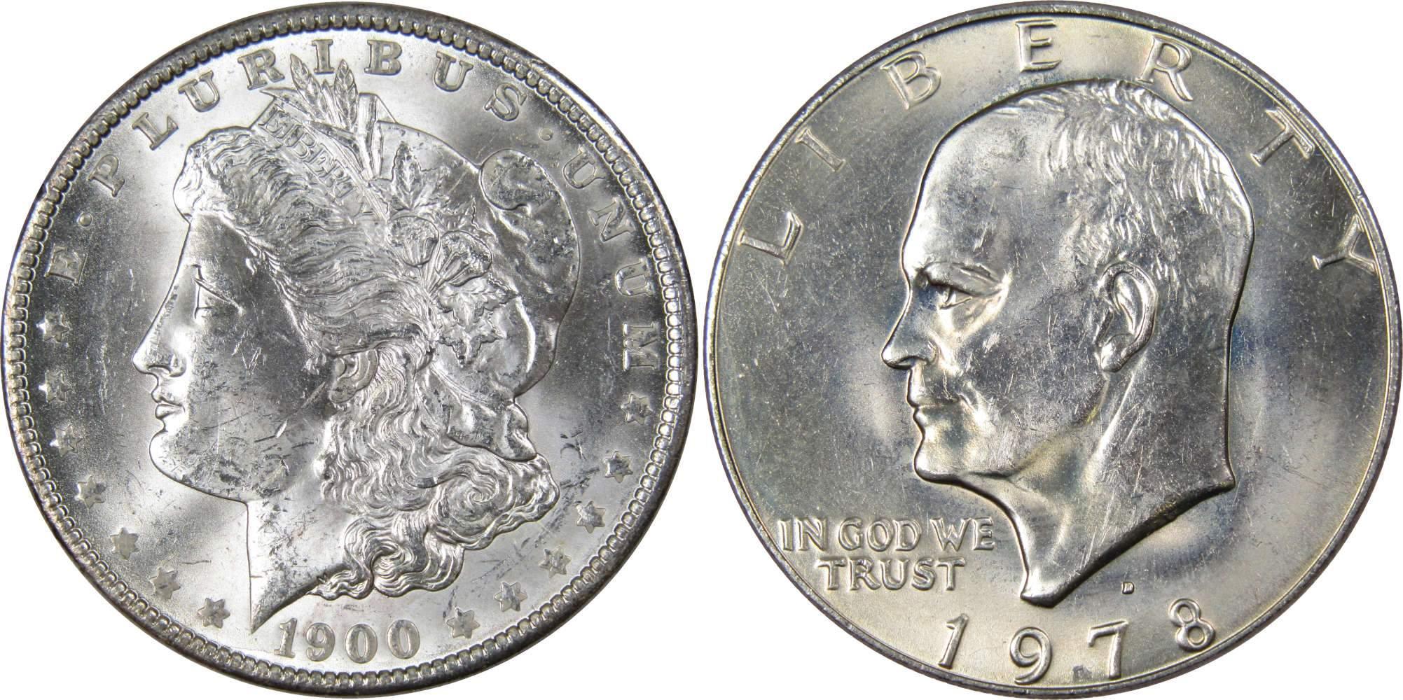 1900 O Morgan Dollar BU Uncirculated 90% Silver with 1978 D IKE$ BU Uncirculated - Morgan coin - Morgan silver dollar - Morgan silver dollar for sale - Profile Coins &amp; Collectibles