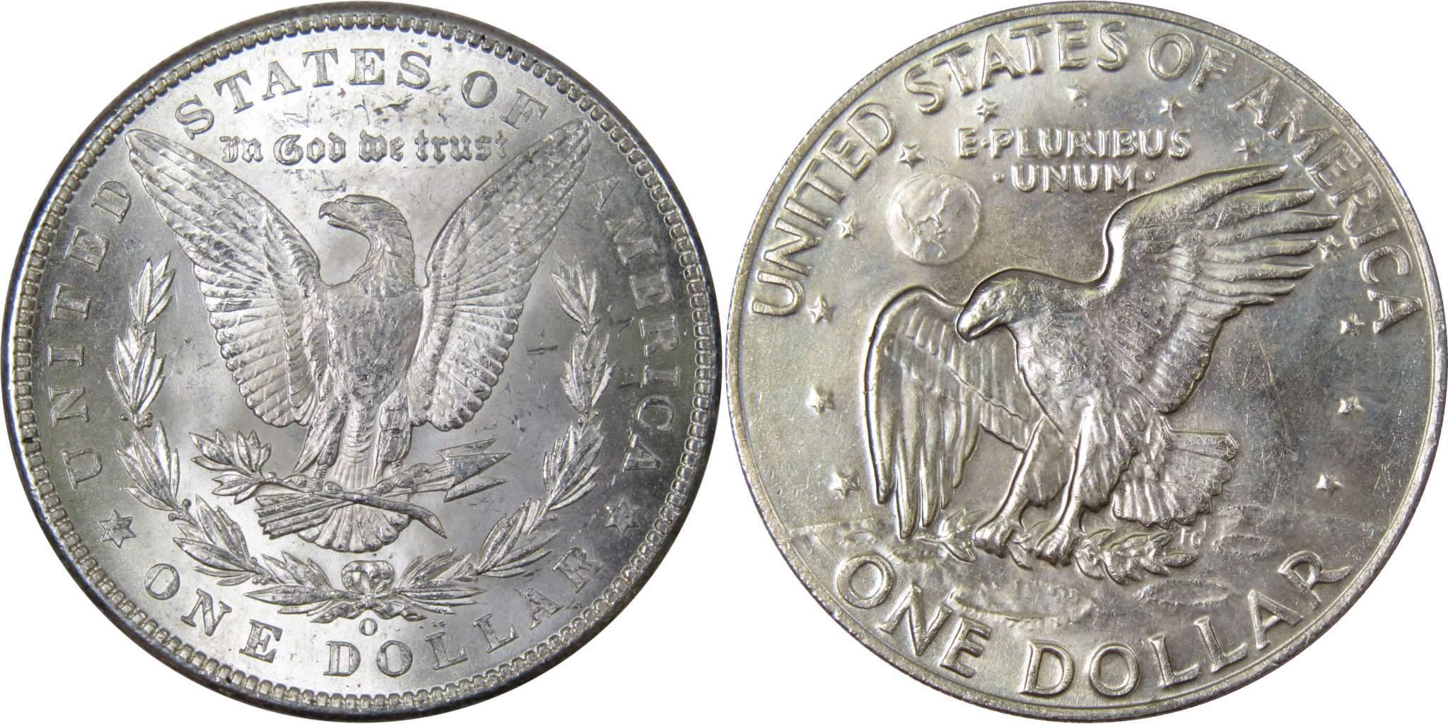 1902 O Morgan Dollar BU Uncirculated 90% Silver with 1978 IKE$ BU Uncirculated - Morgan coin - Morgan silver dollar - Morgan silver dollar for sale - Profile Coins &amp; Collectibles