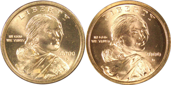 2000 P&D Sacagawea Native American Dollar 2 Coin Set BU Uncirculated $1 - Profile Coins & Collectibles 