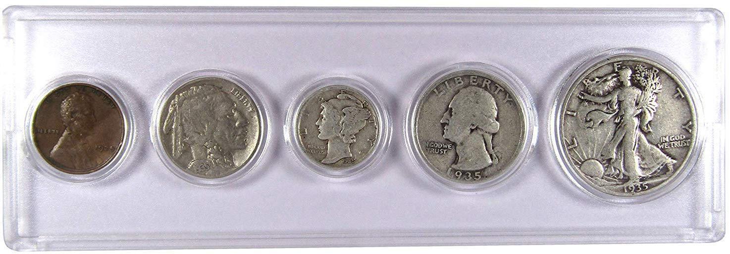 1935 Year Set 5 Coins in AG About Good or Better Condition Collectible Gift Set