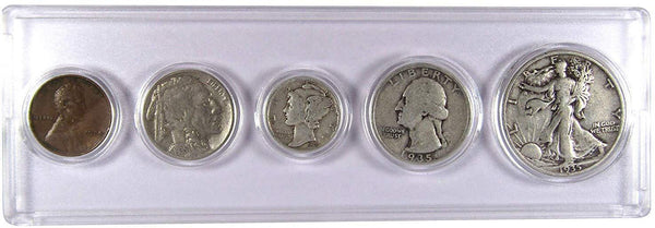 1935 Year Set 5 Coins in AG About Good or Better Condition Collectible Gift Set - Profile Coins & Collectibles 