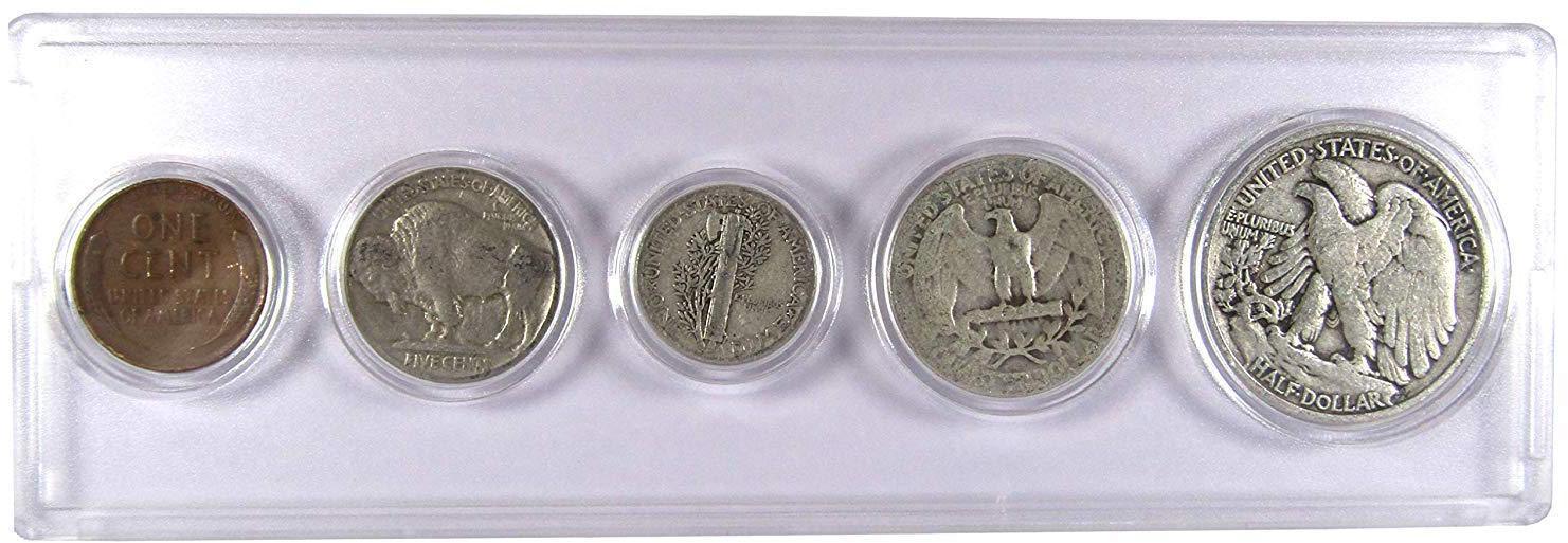 1936 Year Set 5 Coins in AG About Good or Better Condition Collectible Gift Set