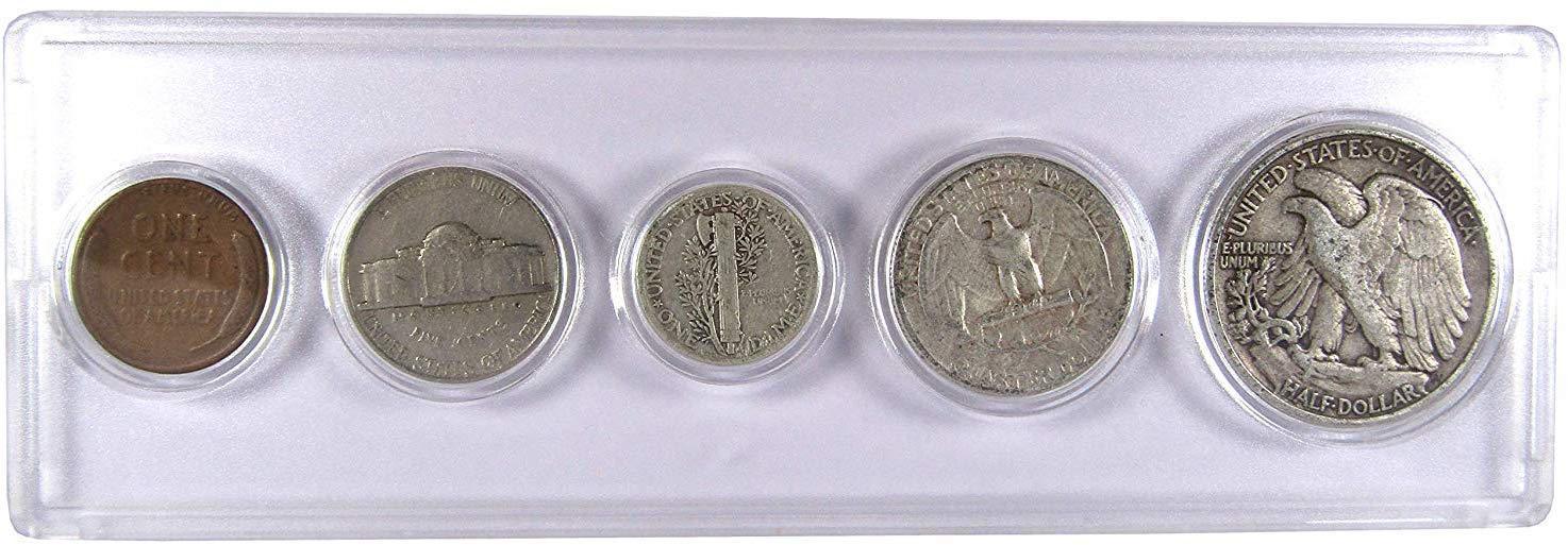 1940 Year Set 5 Coins in AG About Good or Better Condition Collectible Gift Set