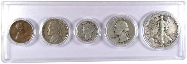 1941 Year Set 5 Coins in AG About Good or Better Condition Collectible Gift Set - Profile Coins & Collectibles 