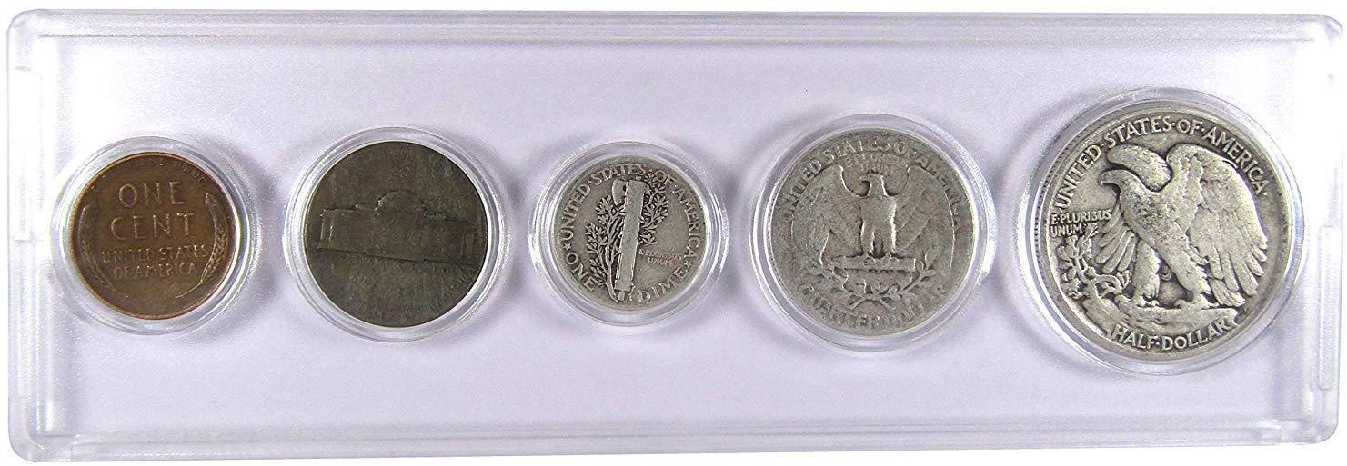 1942 Year Set 5 Coins in AG About Good or Better Condition Collectible Gift Set