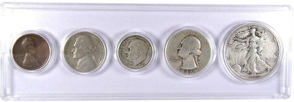 1946 Year Set 5 Coins in AG About Good or Better Condition Collectible Gift Set - Profile Coins & Collectibles 