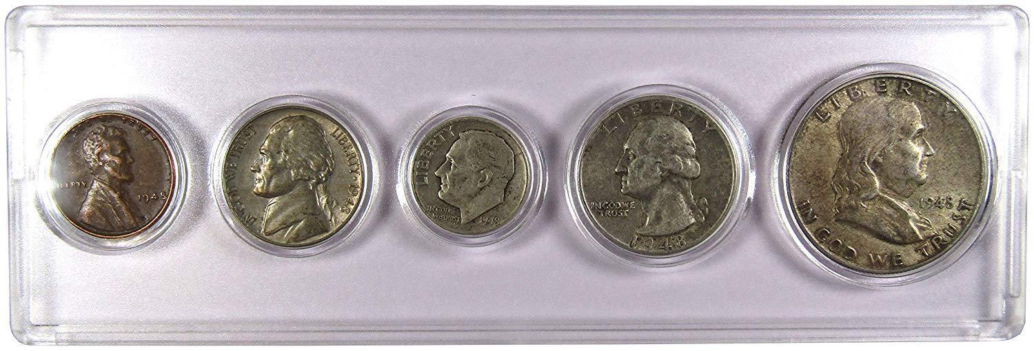 1948 Year Set 5 Coins in AG About Good or Better Condition Collectible Gift Set