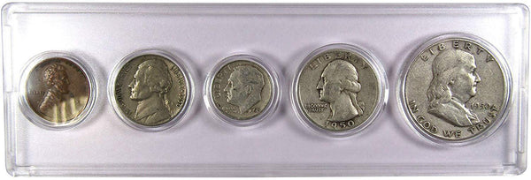 1950 Year Set 5 Coins in AG About Good or Better Condition Collectible Gift Set - Profile Coins & Collectibles 