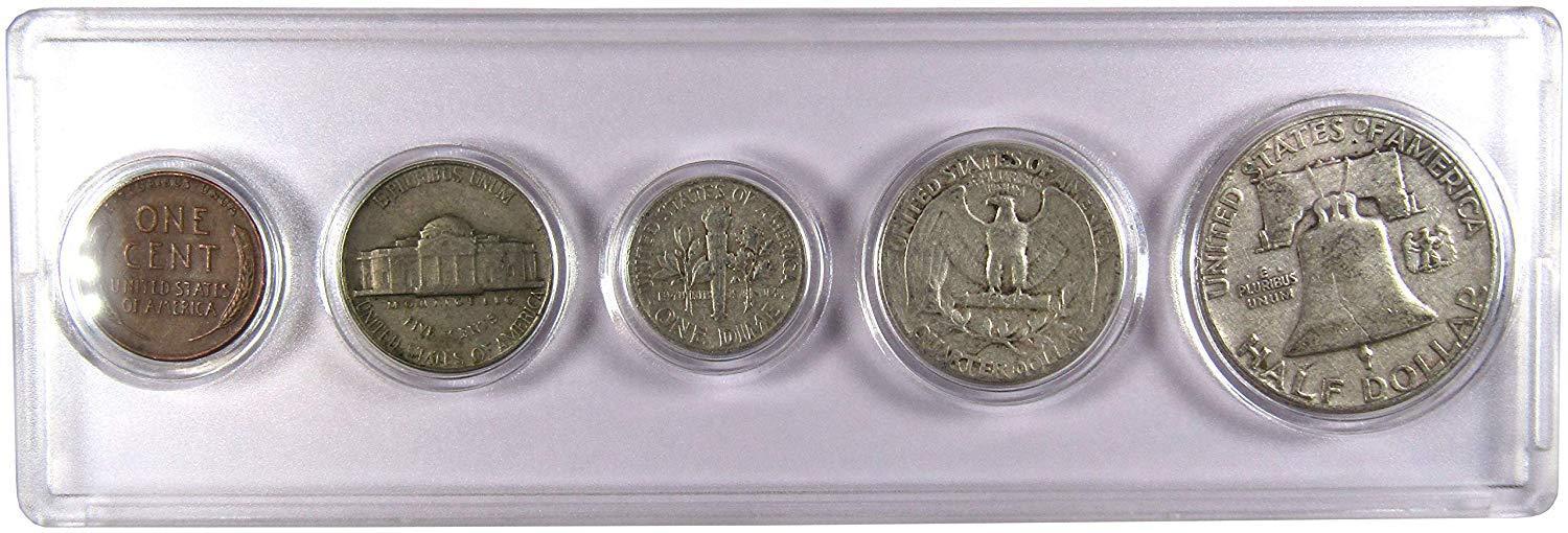 1950 Year Set 5 Coins in AG About Good or Better Condition Collectible Gift Set