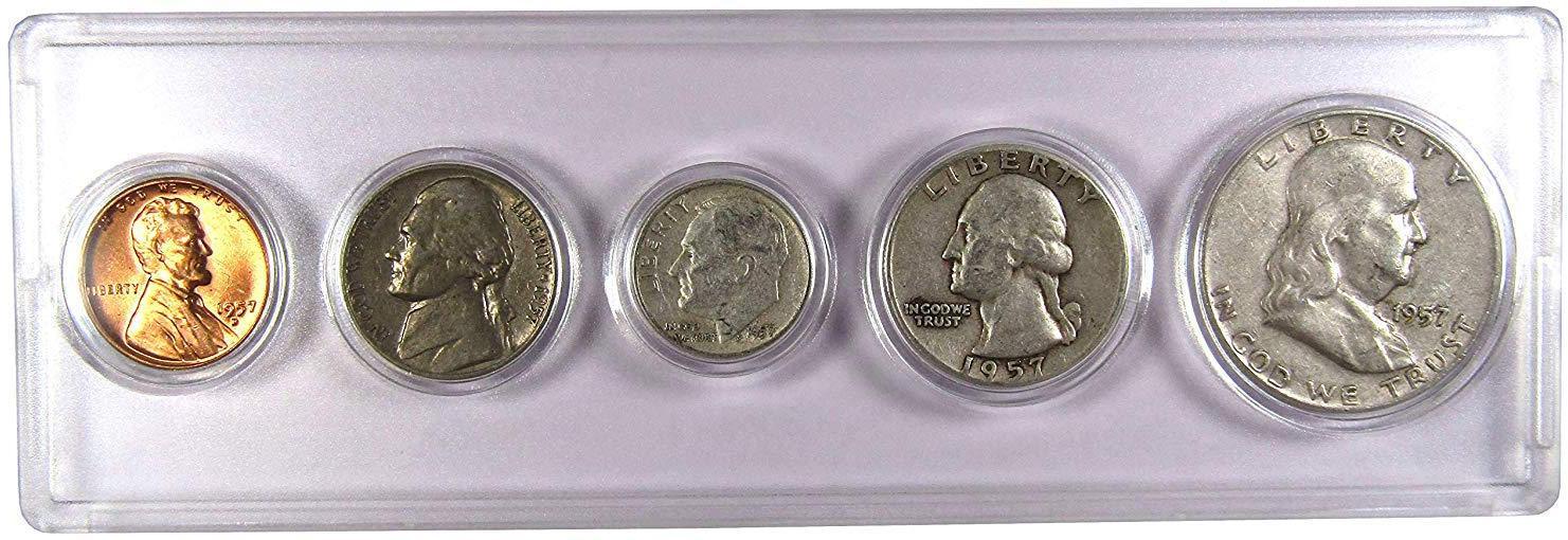 1957 Year Set 5 Coins in AG About Good or Better Condition Collectible Gift Set