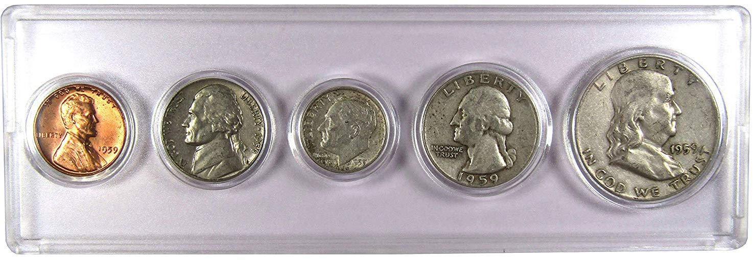 1959 Year Set 5 Coins in AG About Good or Better Condition Collectible Gift Set