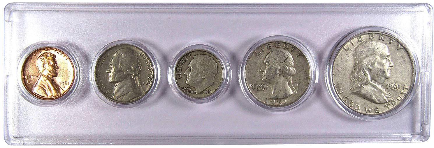 1961 Year Set 5 Coins in AG About Good or Better Condition Collectible Gift Set
