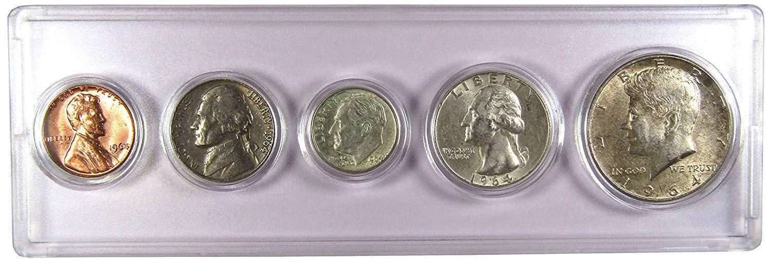 1964 Year Set 5 Coins in AG About Good or Better Condition Collectible Gift Set