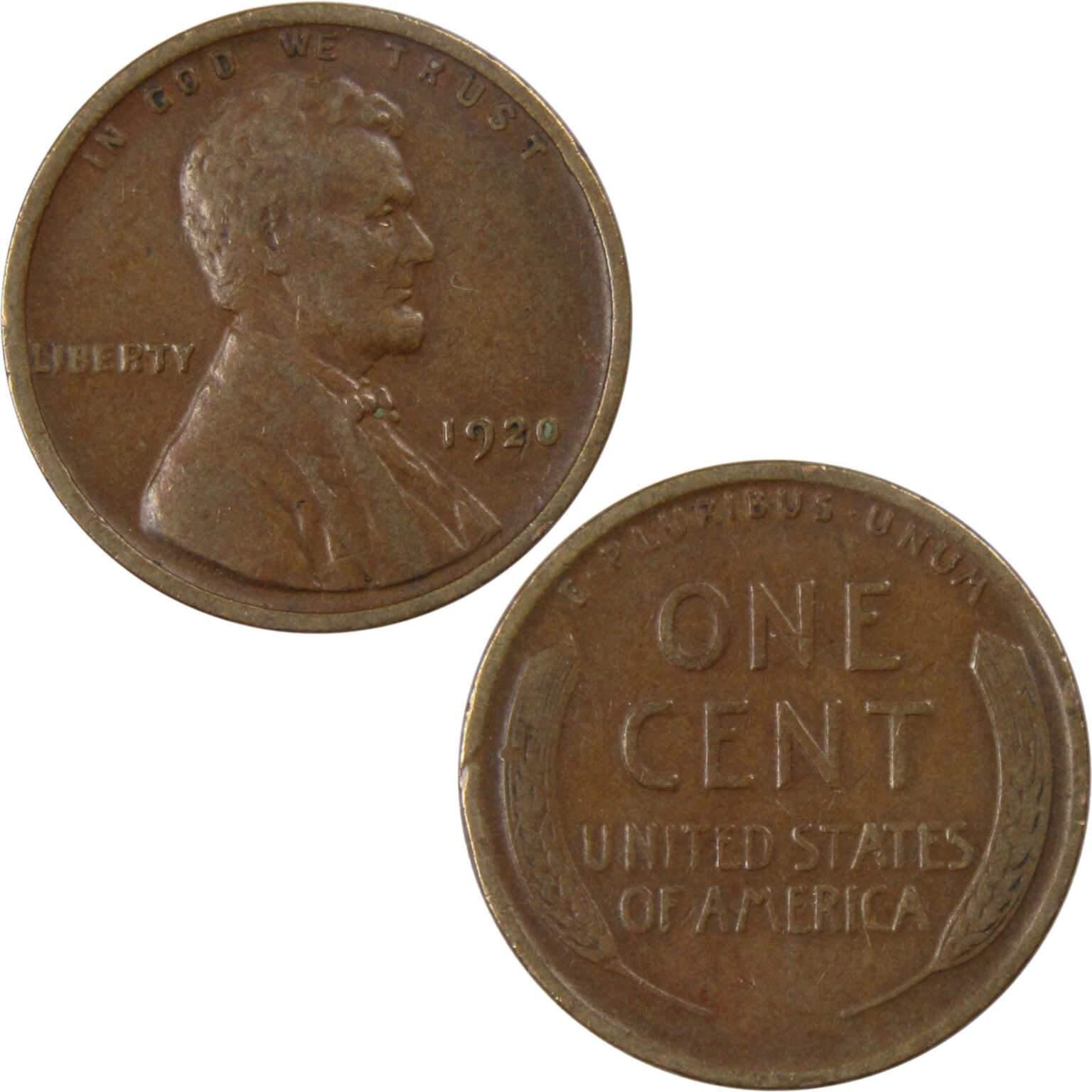 1920 Lincoln Wheat Cent F Fine Bronze Penny 1c Coin Collectible