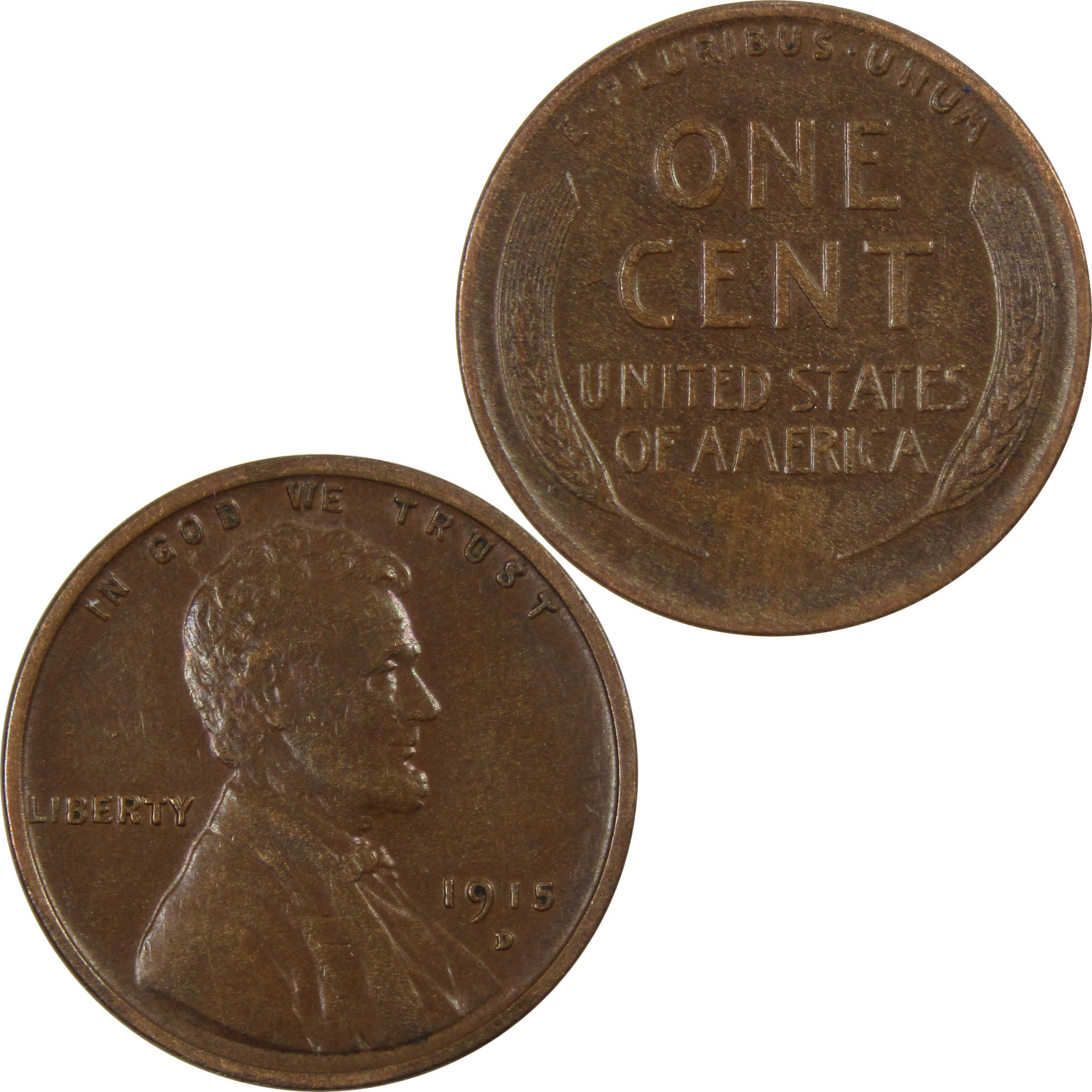1915 D Lincoln Wheat Cent AU About Uncirculated Penny 1c SKU:I4452
