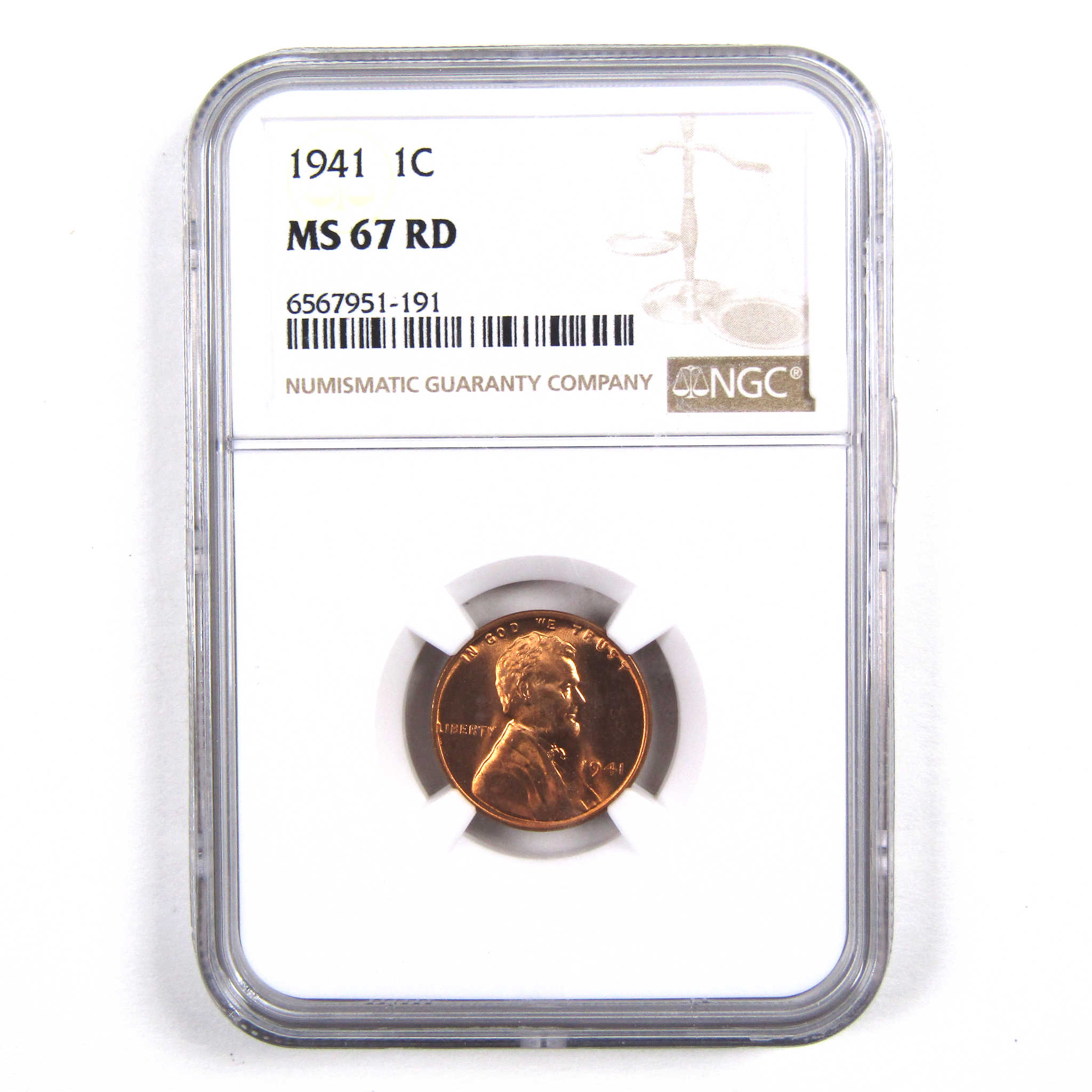 1941 Lincoln Wheat Cent MS 67 RD NGC Penny 1c Uncirculated SKU:I3161