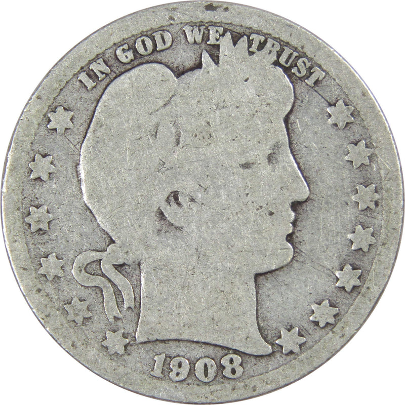 1908 O Barber Quarter AG About Good 90% Silver 25c US Type Coin Collectible - Barber Quarters - Barber Quarters for Sale - Profile Coins &amp; Collectibles