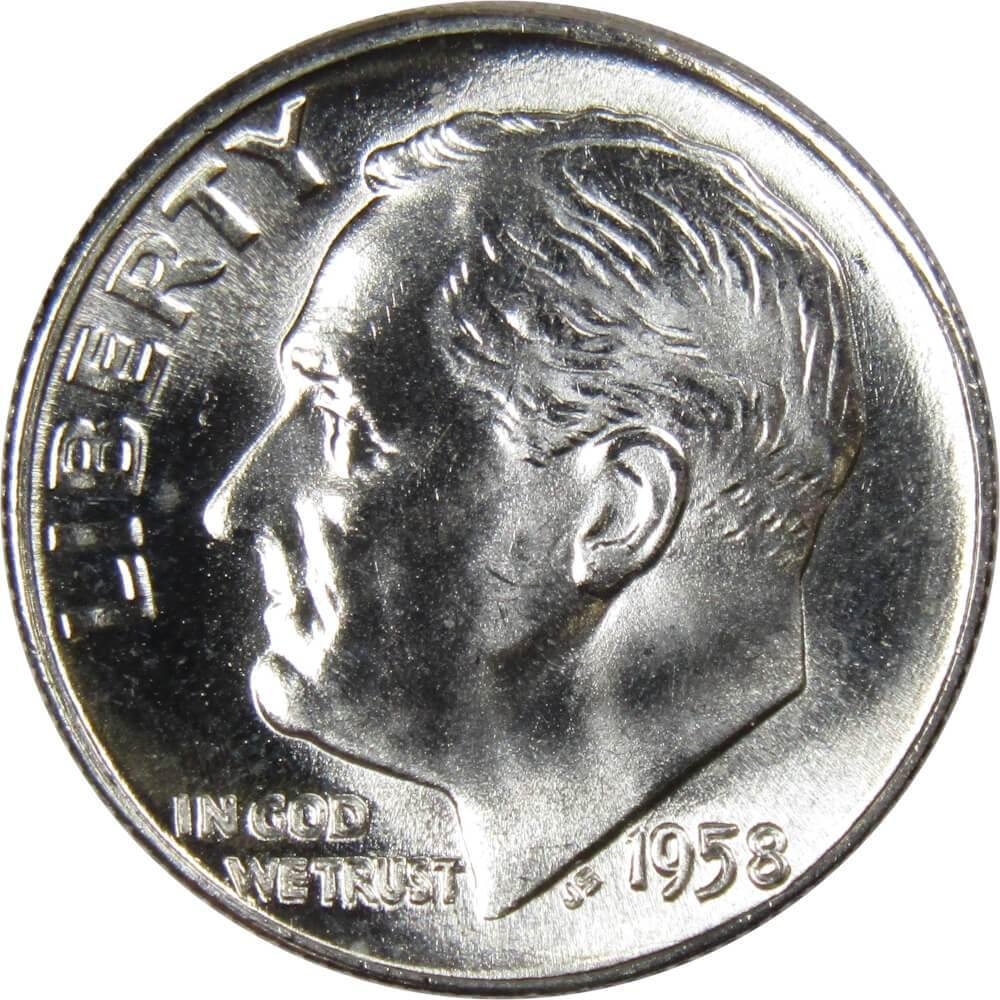 1958 Roosevelt Dime BU Uncirculated Mint State 90% Silver 10c US Coin