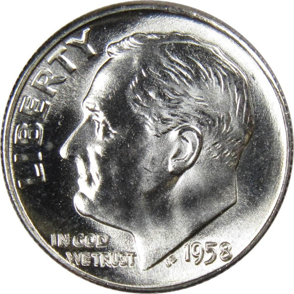 1958 Roosevelt Dime BU Uncirculated Mint State 90% Silver 10c US Coin - Roosevelt coin - Profile Coins &amp; Collectibles
