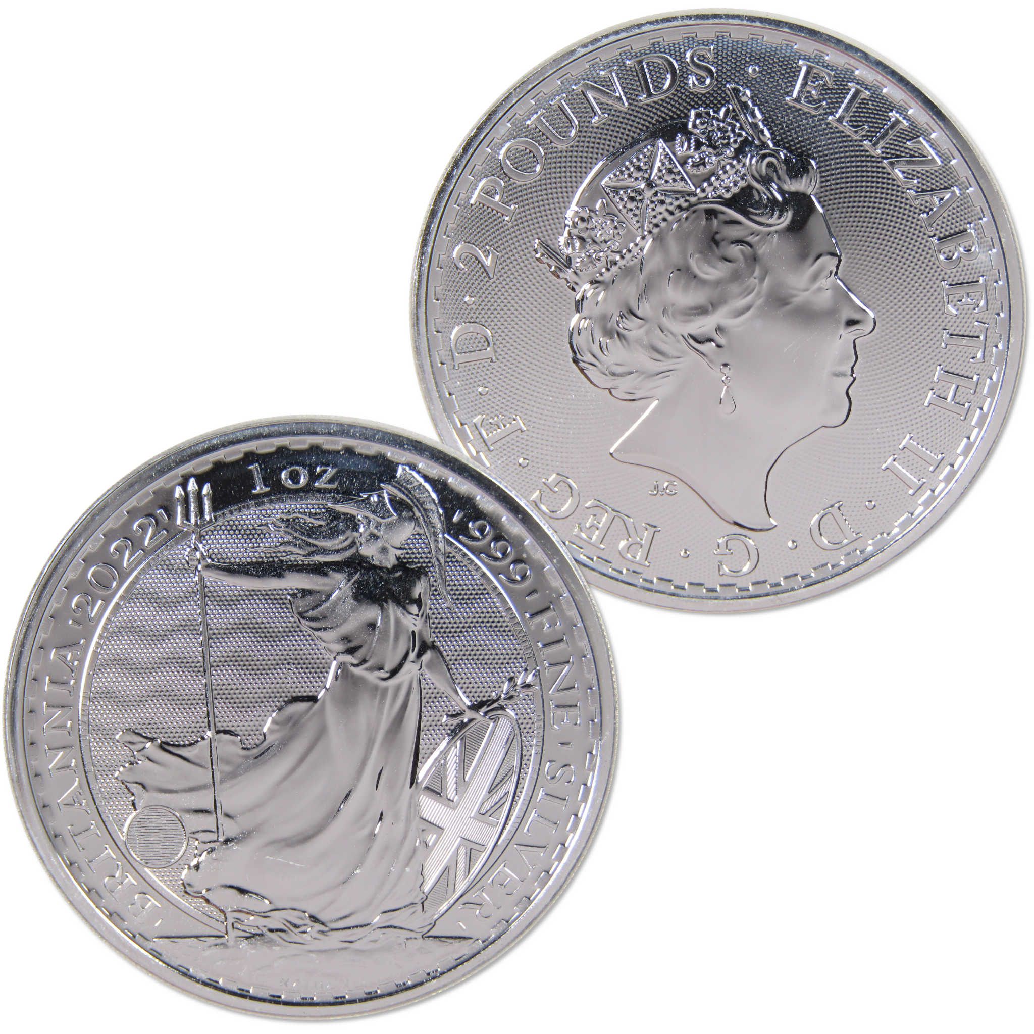 2022 UK Britannia BU Brilliant Uncirculated 1 oz .999 Silver Bullion £2 Coin