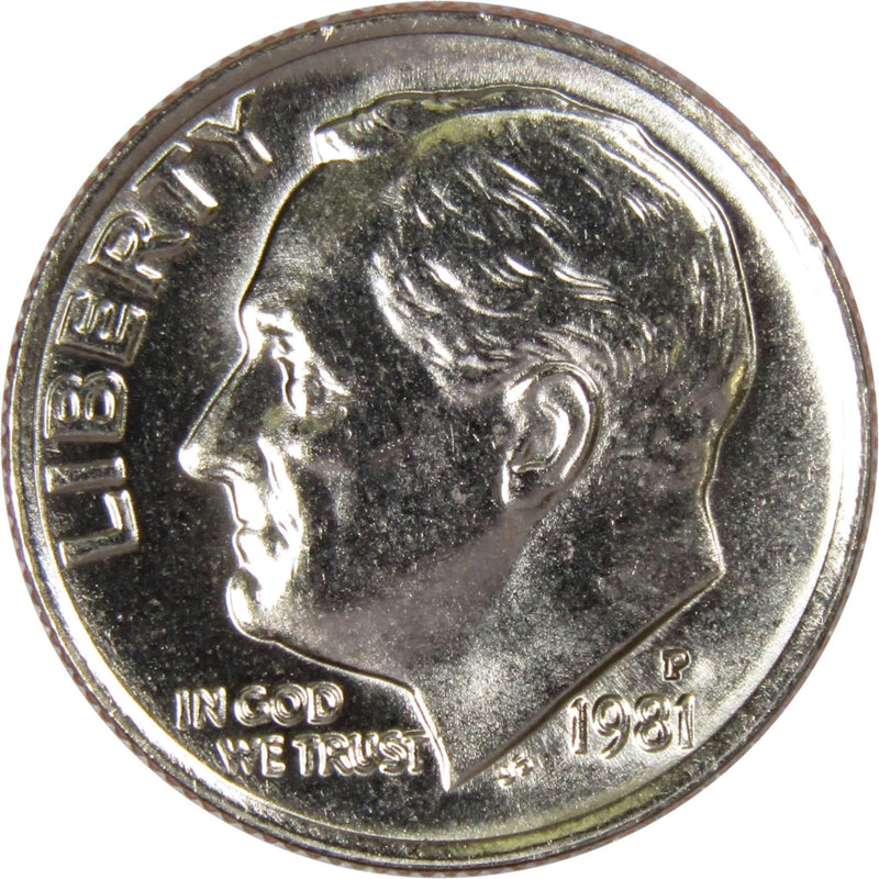 1981 P Roosevelt Dime BU Uncirculated Mint State 10c US Coin Collectible - Roosevelt coin - Profile Coins &amp; Collectibles