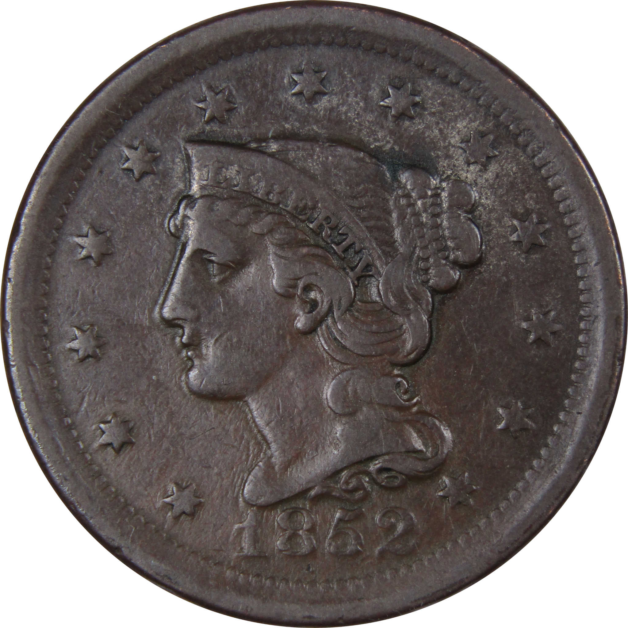 1852 Braided Hair Large Cent VG Very Good Copper Penny 1c SKU:IPC7693