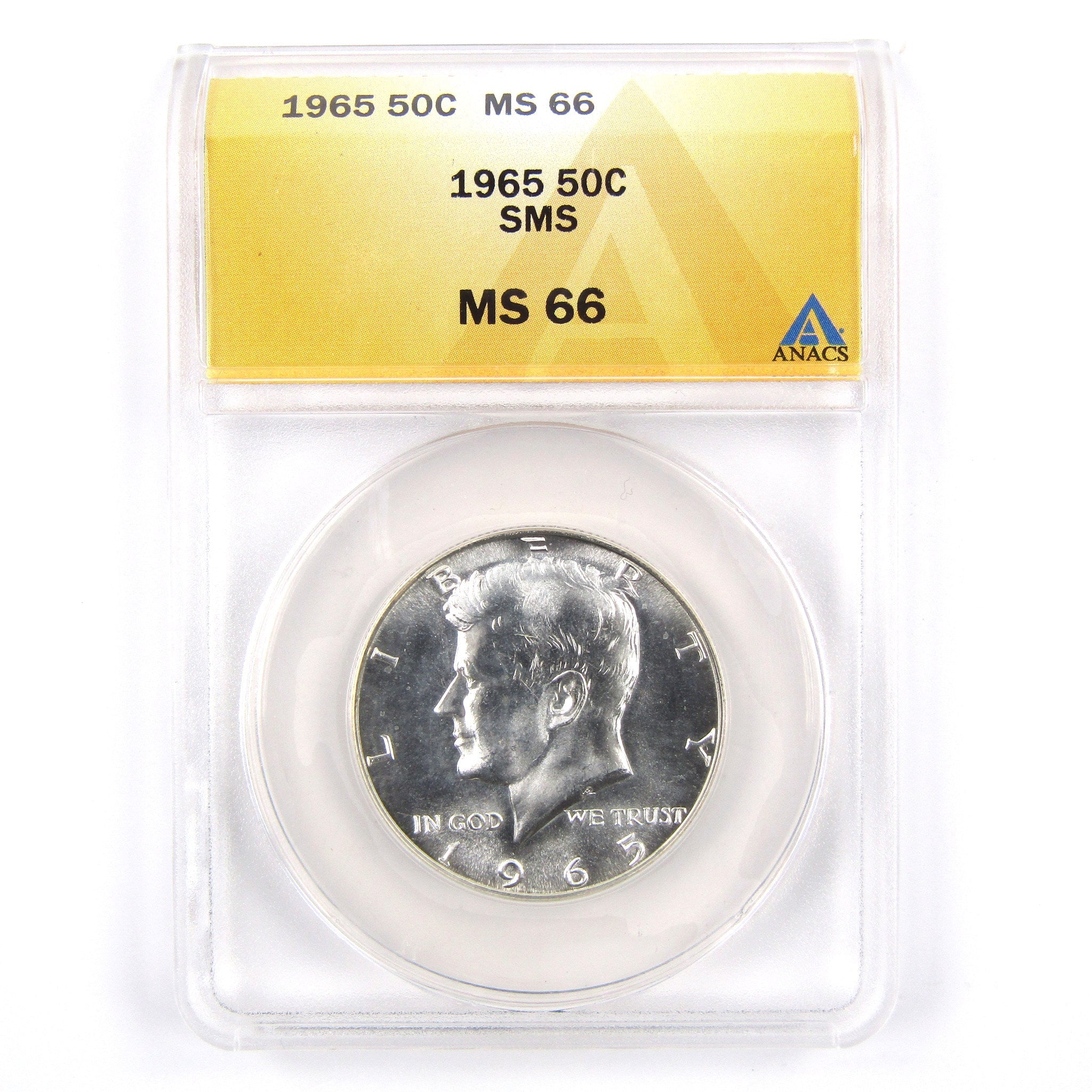 1965 SMS Kennedy Half Dollar MS 66 ANACS 40% Silver SKU:CPC2297