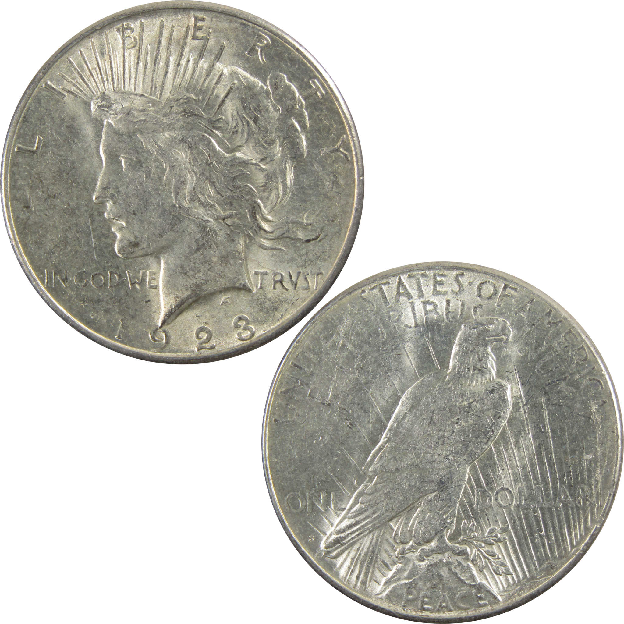 1923 S Peace Dollar AU About Uncirculated 90% Silver $1 Coin SKU:I5426