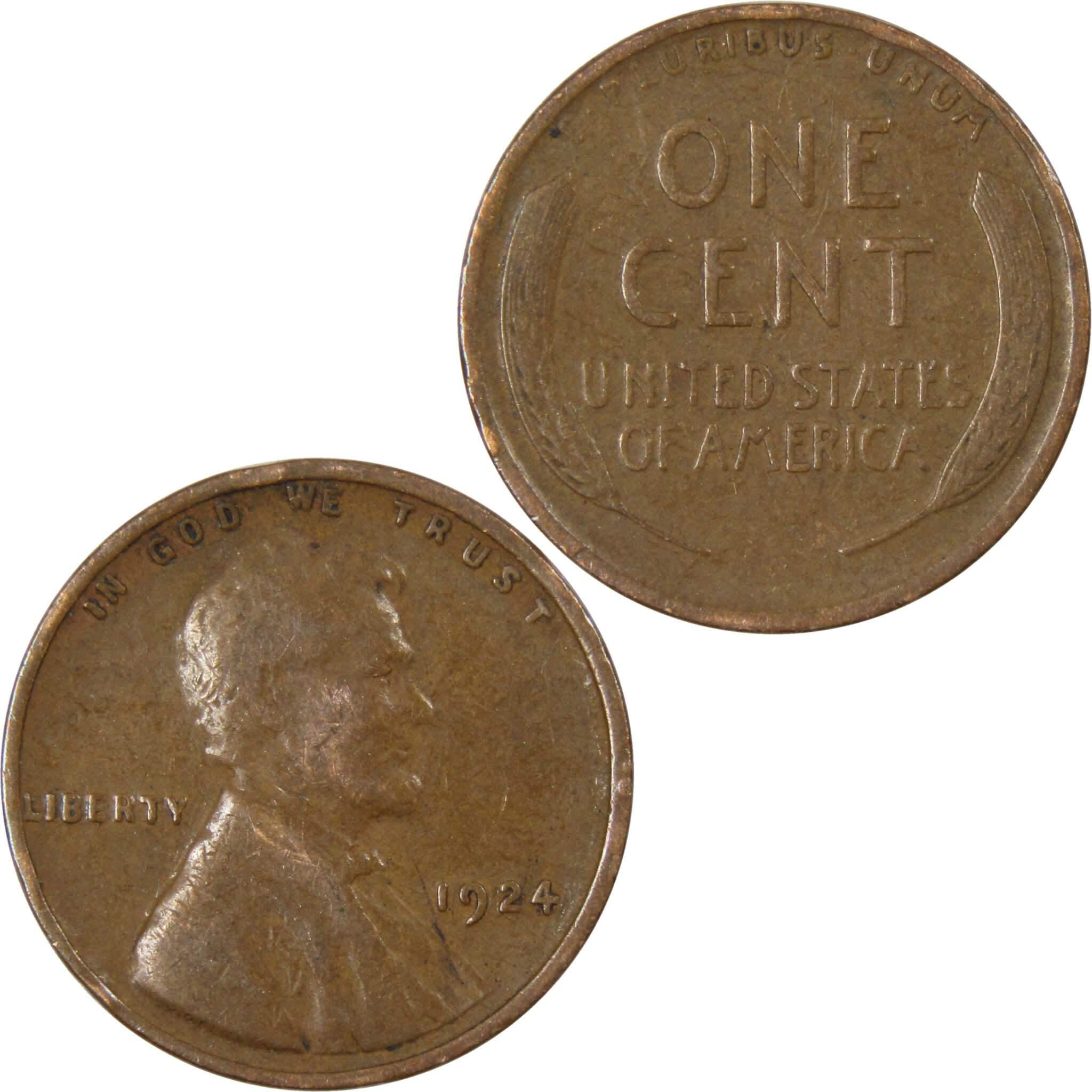 1924 Lincoln Wheat Cent AG About Good Bronze Penny 1c Coin Collectible