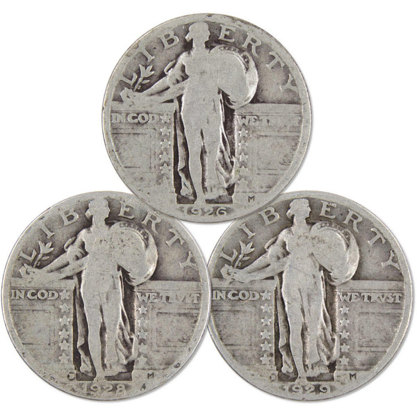 Standing Liberty Silver Quarter 3 Coin PDS All Mint Set Circulated