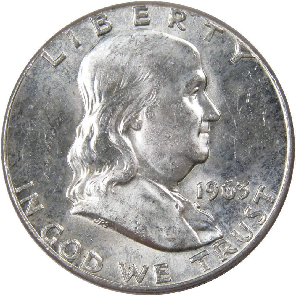 1963 Franklin Half Dollar AU About Uncirculated 90% Silver 50c US Coin