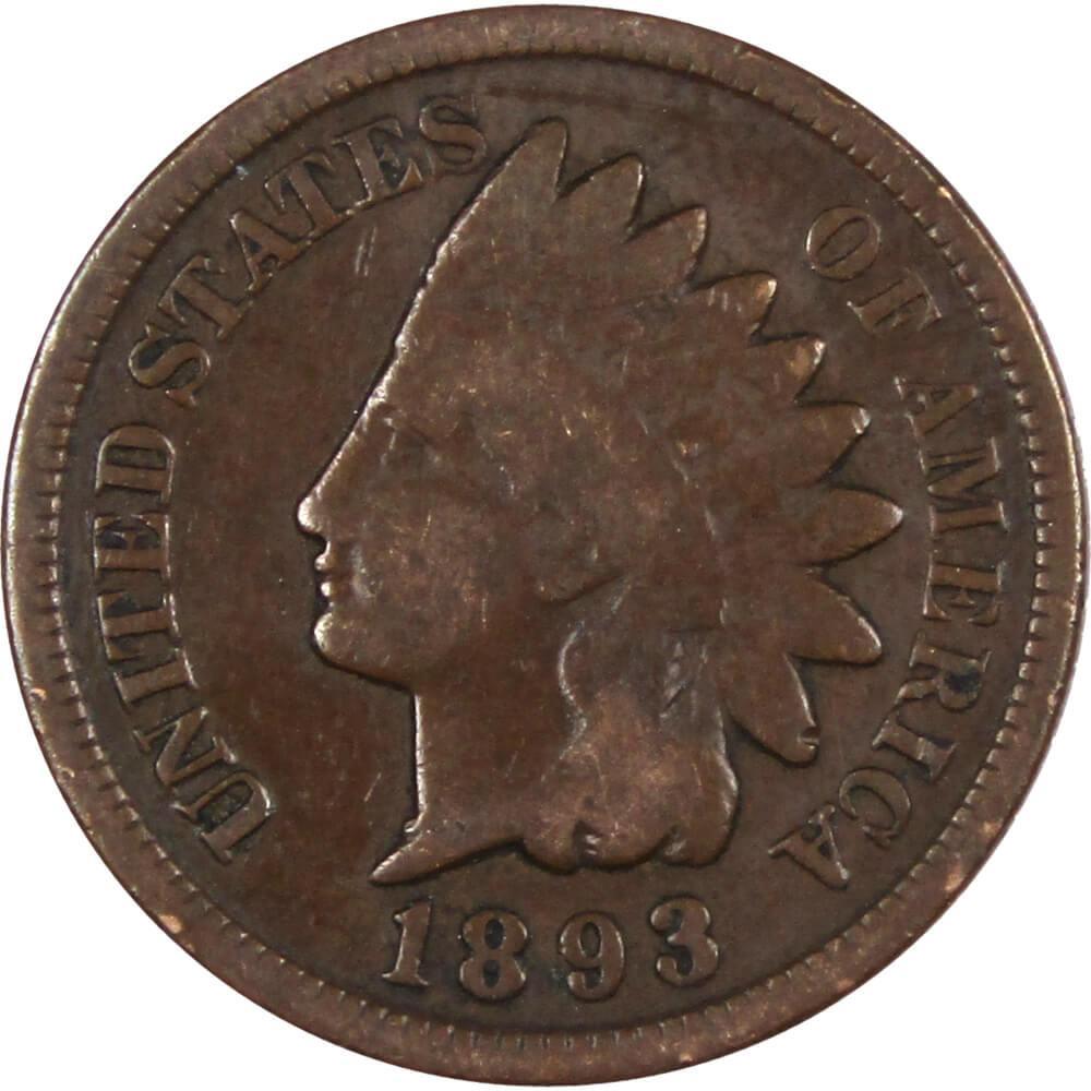 1893 Indian Head Cent G Good Bronze Penny 1c Coin Collectible