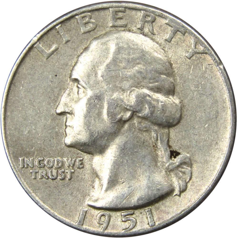 1951 D Washington Quarter XF EF Extremely Fine 90% Silver 25c US Coin