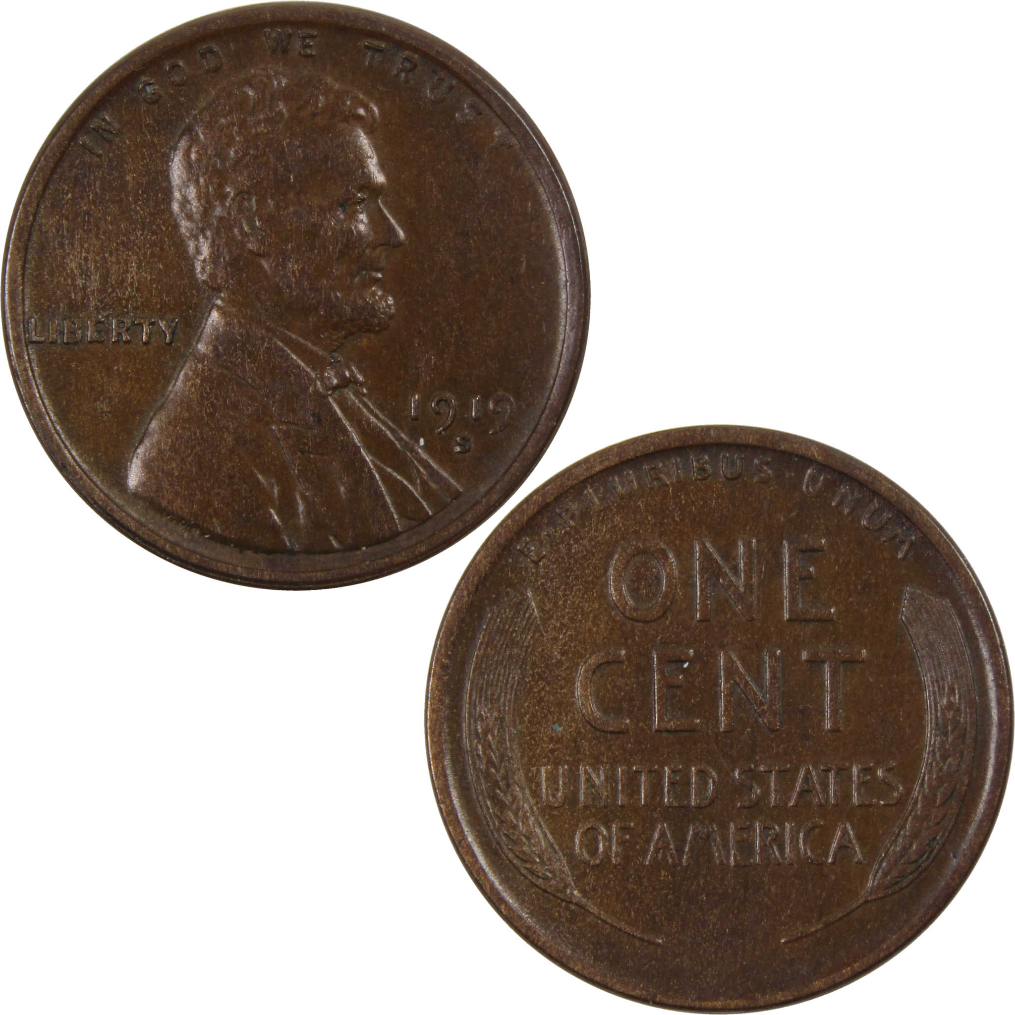 1919 S Lincoln Wheat Cent AU About Uncirculated Penny 1c SKU:I3327